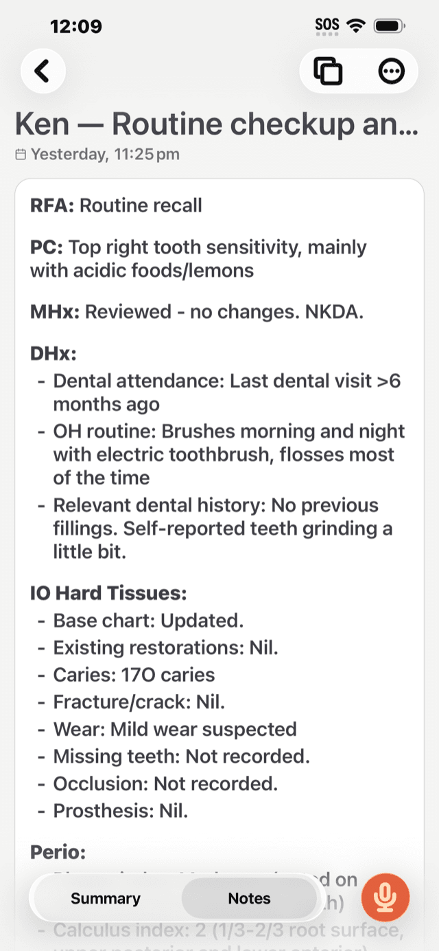 ChairScribe Clinical Note