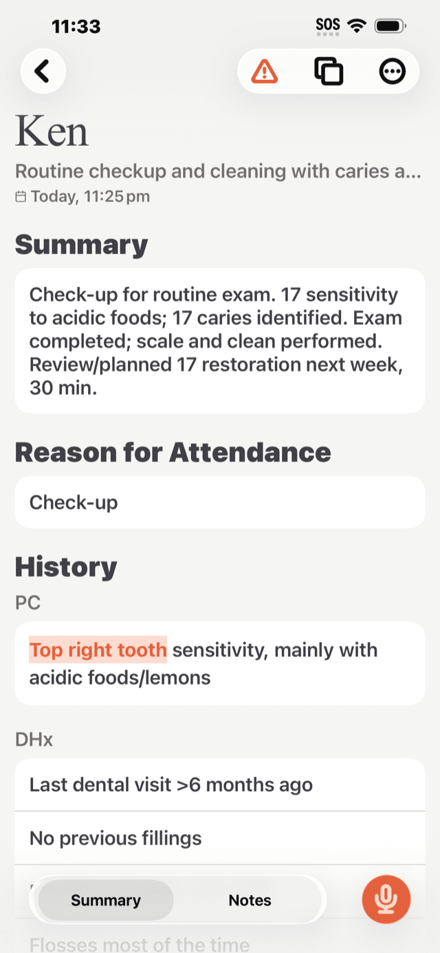 ChairScribe Summary View